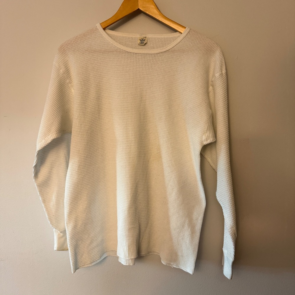 Vintage 70s Northwest Territory Thermal Shirt Mens Large Waffle Knit Cream USA